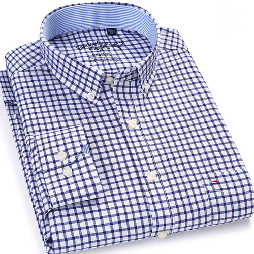 Men's Plaid Checked Oxford Button-down Shirt Chest