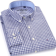Load image into Gallery viewer, Men&#39;s Plaid Checked Oxford Button-down Shirt Chest